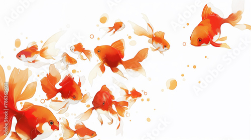 Peixe dourado no fundo branco - Ilustração photo