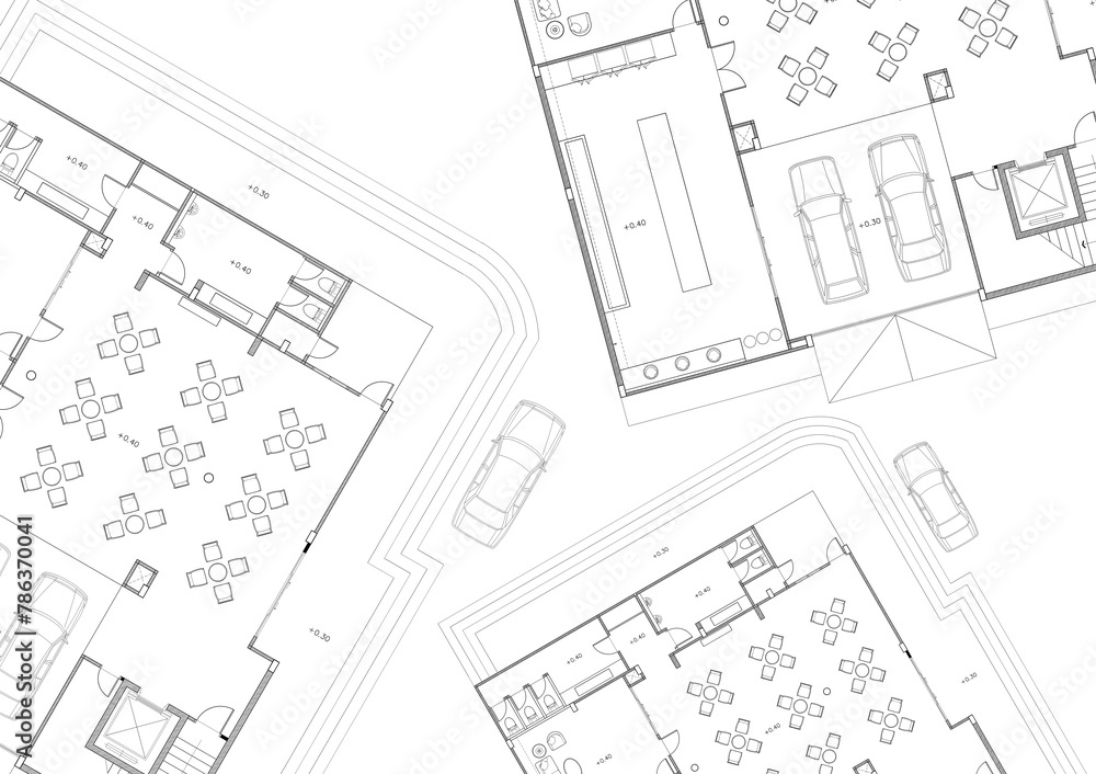 © Tuannasree - Floor plan designed building on the drawing. © Tuannasree - Floor plan designed building on the drawing.