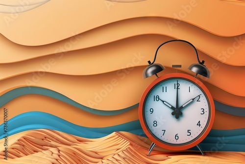 retro alarm clock on an abstract wavy background time management and deadline concept vector illustration