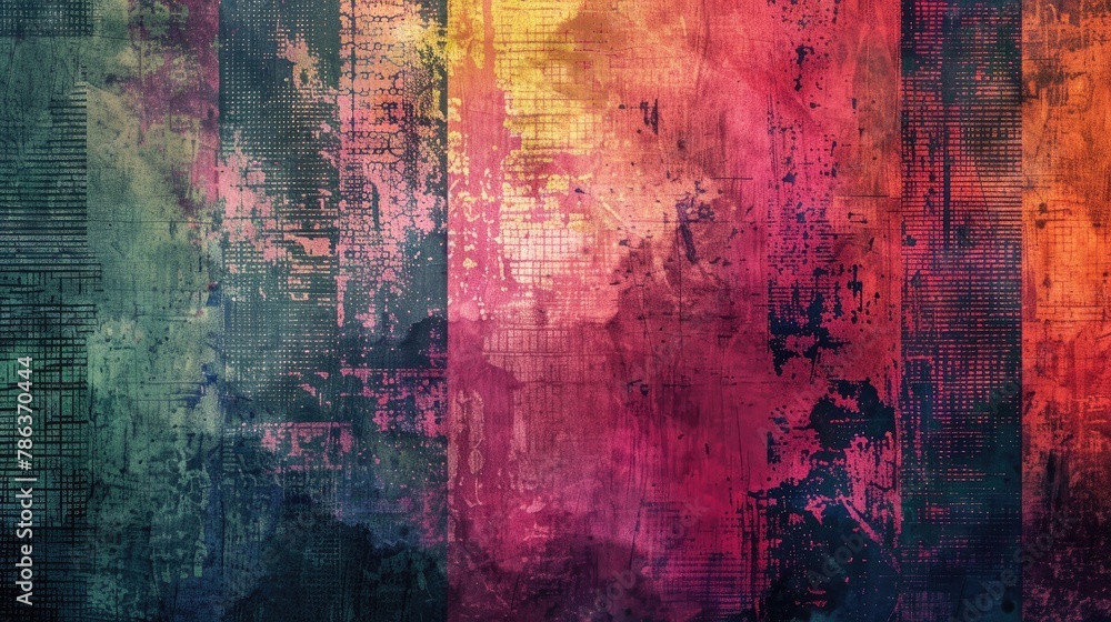 Abstract multicolored grunge background with a variety of color patterns and vintage elements