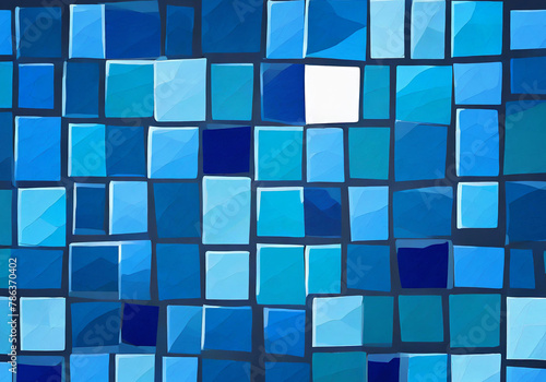 abstract colorful mozaic tile dominated with blue color realistic illustration