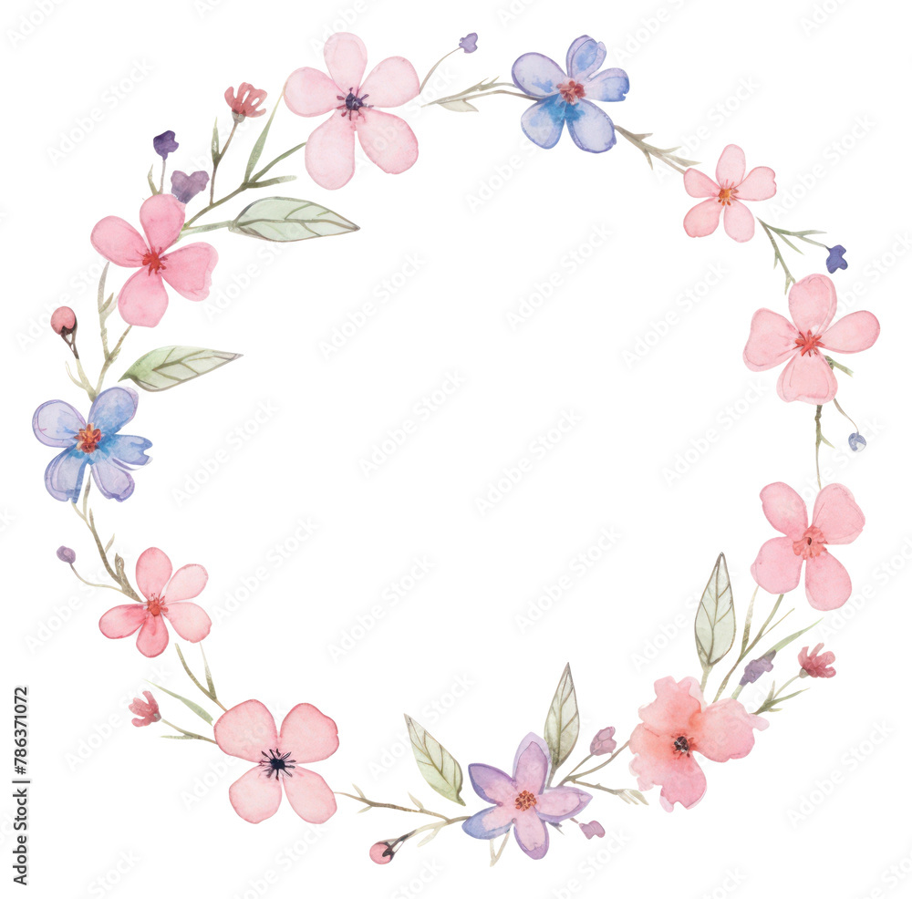 PNG Little flower circle border pattern wreath plant
