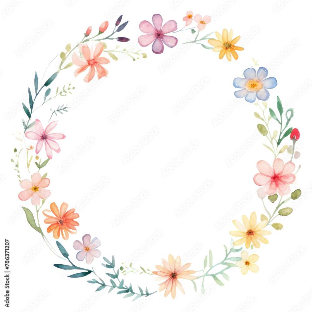 PNG Little flower circle border pattern wreath white background