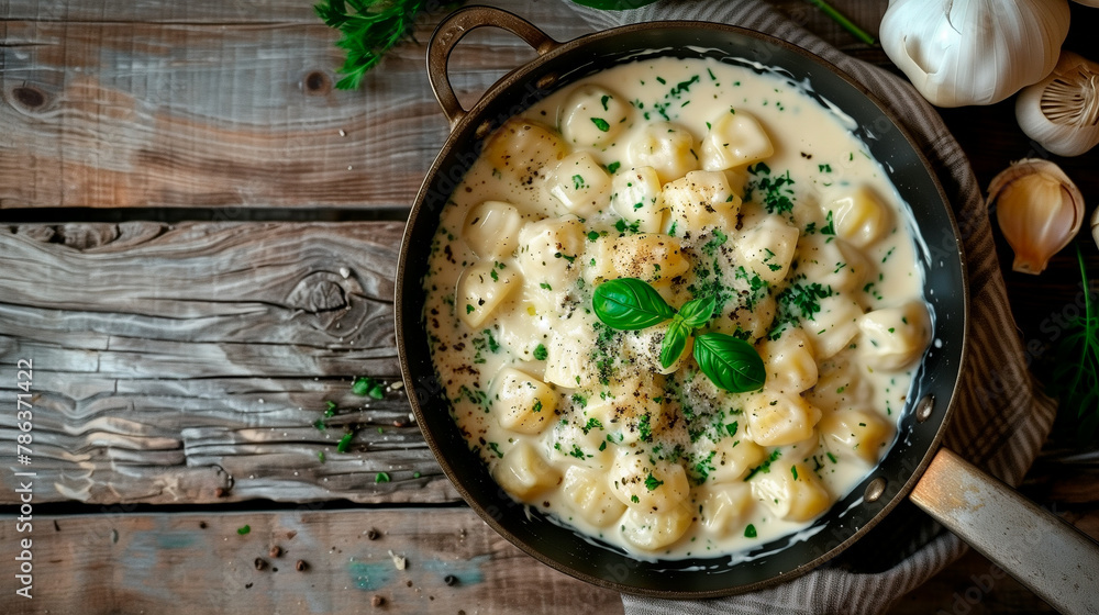 Italian gnocchi with cream sauce Italian gnocchi with cream sauce