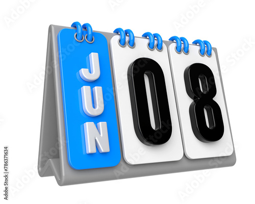 08 June Calendar 3D Render