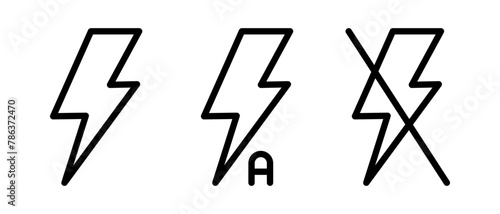 Photo flash icon vector set. Camera flash symbol
