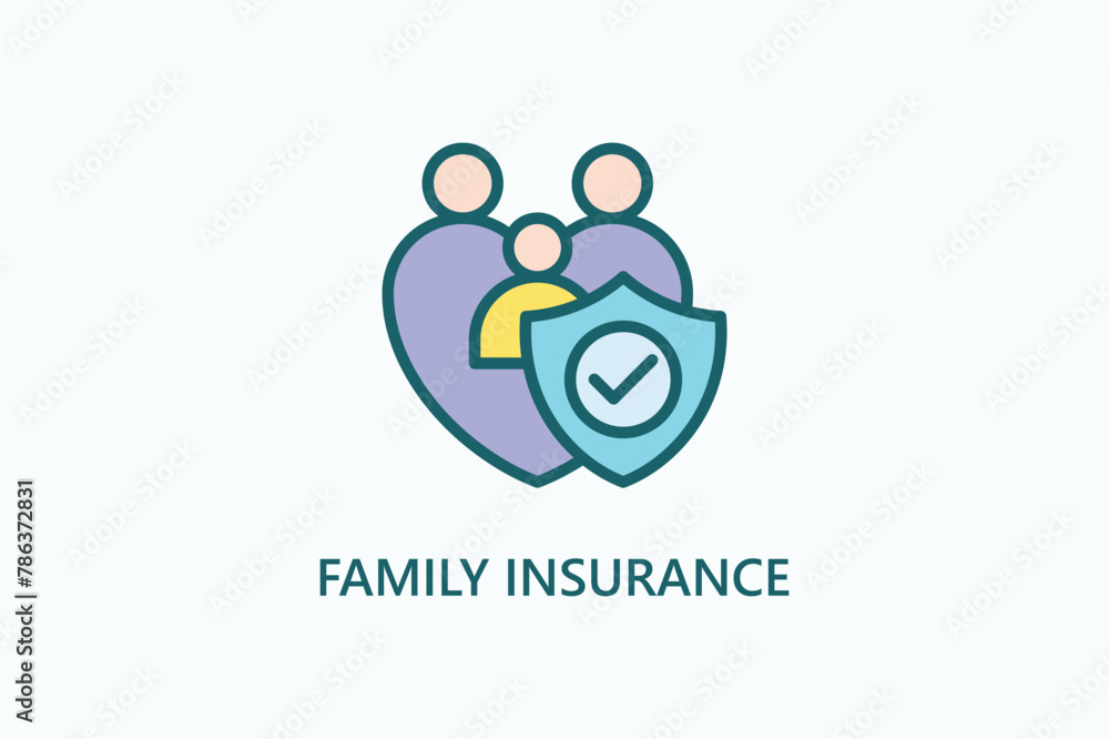 Family insurance vector, icon or logo sign symbol illustration