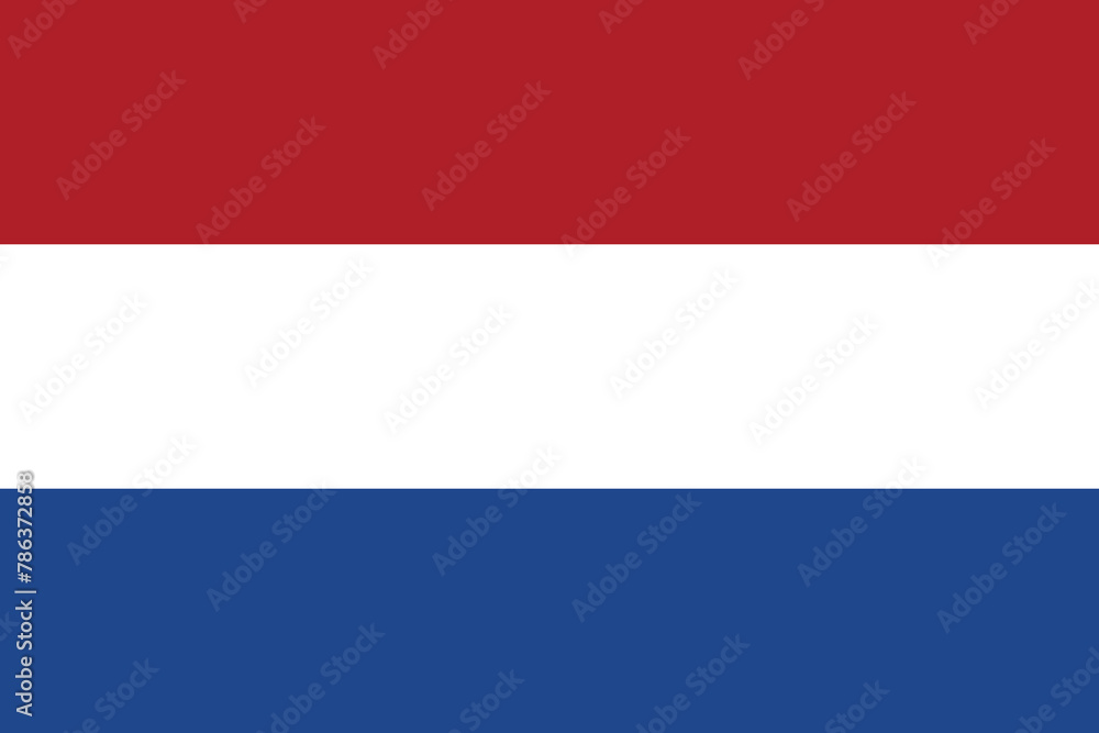 National Flag of the Netherlands original size and colors vector illustration, Holland tricolour flag, de Nederlandse vlag, Kingdom of the Netherlands flag Dutch - obrazy, fototapety, plakaty 