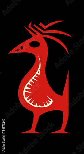 the logo for an imaginary creature, in the style of red, simple line drawings сreated with Generative Ai