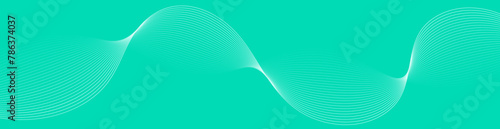 Abstract background with waves for banner. Web banner size. Vector background with lines. Element for design isolated on green. Green gradient. Spring, summer. Eco, nature