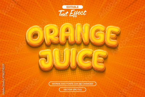 Orange juice vector editable text effect