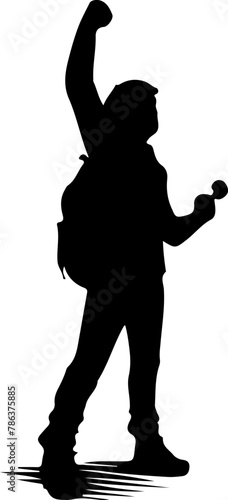 Protestation et grève. Silhouettes noires de personnes manifestant en manifestation pour des revendications ou oppositions.
