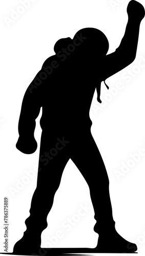 Protestation et grève. Silhouettes noires de personnes manifestant en manifestation pour des revendications ou oppositions.

