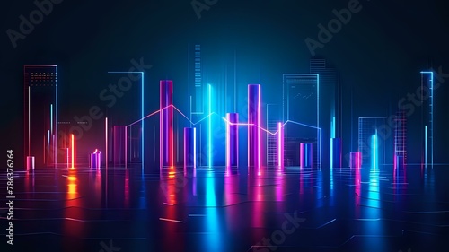 Business growth concept with vibrant bar graph and column chart