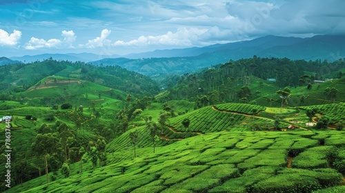 Tea plantation with lush greenery  inviting readers to savor the beauty of nature.