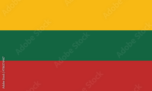 National flag of Lithuania original size and colors vector illustration  Lietuvos veliava Lithuanian flag  Republic of Lithuania flag