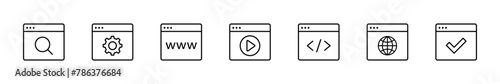 Browser, web page icons set. Website, browser icon collection. Vector
