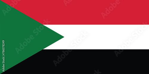 National flag of Sudan original size and colors vector illustration, made intime Arab Liberation Flag and Egyptian Revolution, Pan-Arab Colours flag, Republic of the Sudan flag