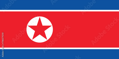 National flag of North Korea original size and colors vector illustration, Ramhongsaek Konghwagukgi or Flag of the Democratic Peoples Republic of Korea, DPRK flag