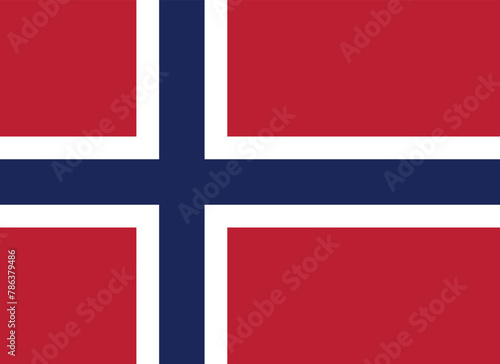 National flag of Norway original size and colors vector illustration, Norges flagg or Noregs flagg used blue Scandinavian cross, Kingdom of Norway flag with Nordic cross