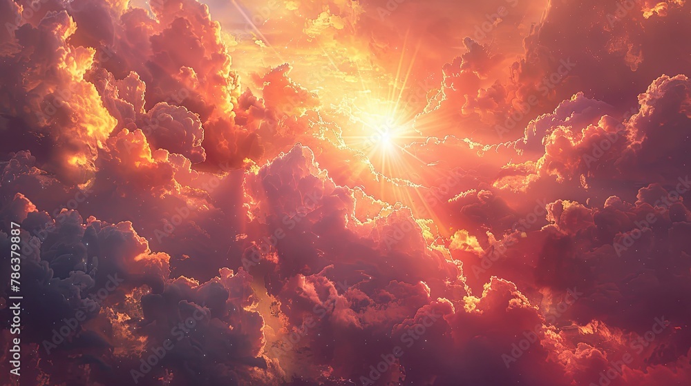 Fototapeta premium A burst of sunlight breaking through clouds