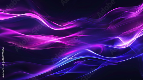 Blue and purple glowing waves against a black background.