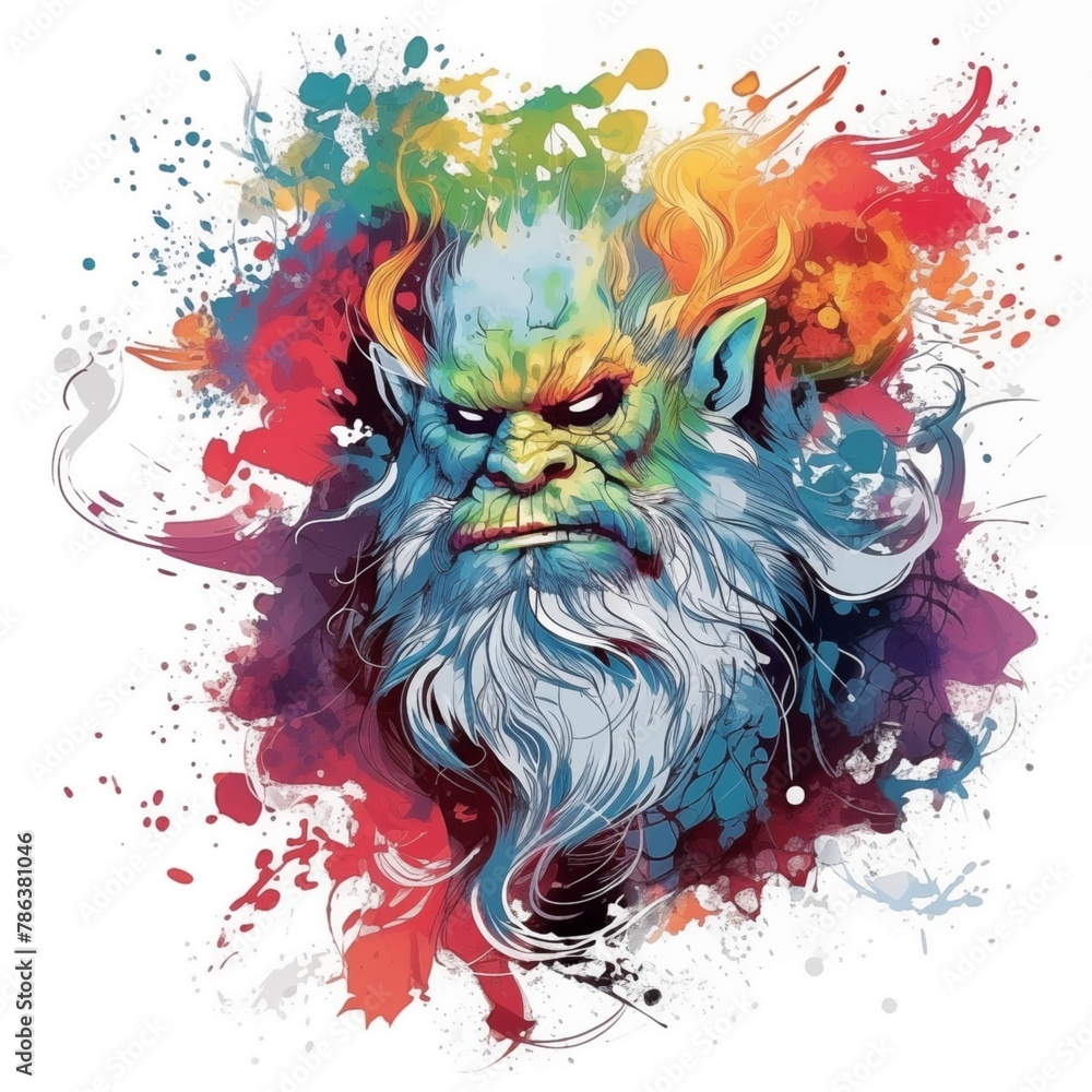 Abstract Colorful Illustration of a Troll on a White Background