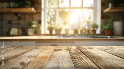 Wooden Table in Rustic Kitchen: Interior Design Concept