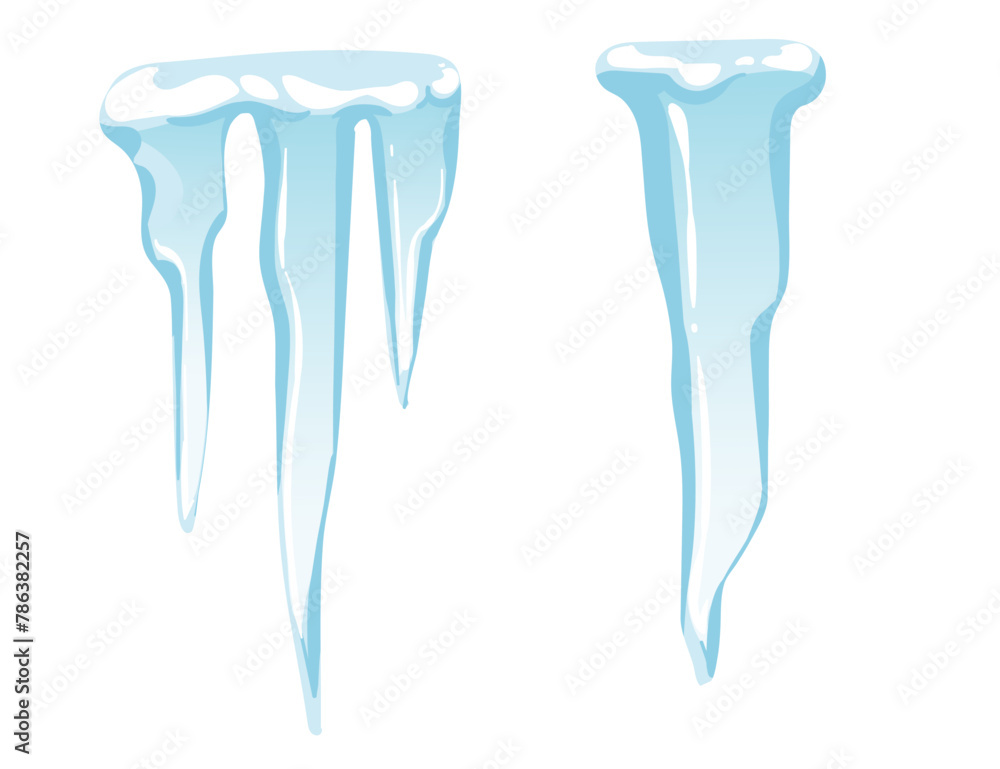 Blue and white Icicles spiked sharp ice vector illustration isolated on white background Blue and white Icicles spiked sharp ice vector illustration isolated on white background