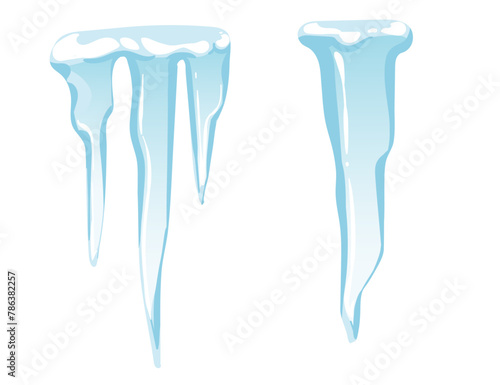 Blue and white Icicles spiked sharp ice vector illustration isolated on white background