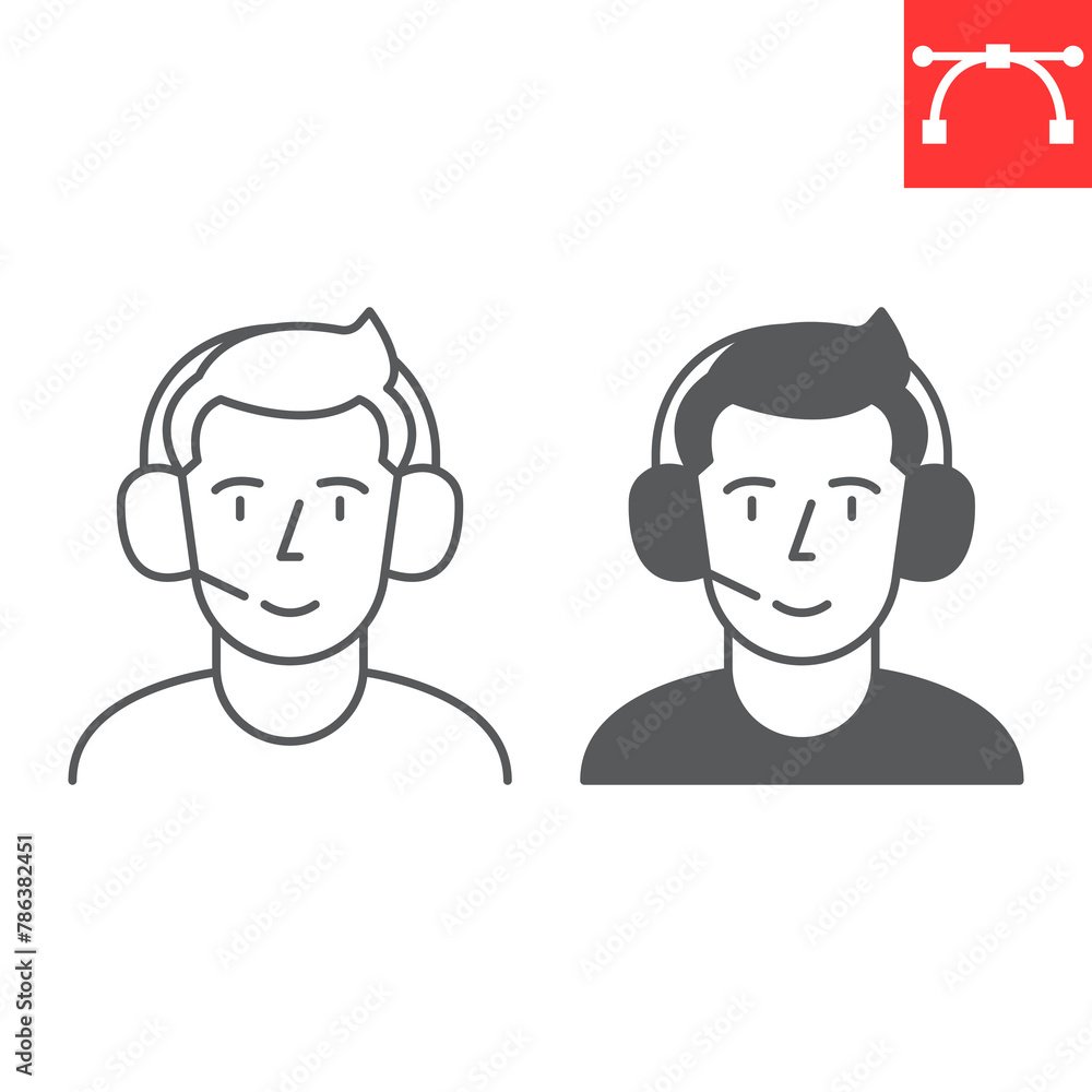 Learning support line and glyph icon, business and hotline, operator vector icon, vector graphics, editable stroke outline sign, eps 10. Learning support line and glyph icon, business and hotline, operator vector icon, vector graphics, editable stroke outline sign, eps 10.