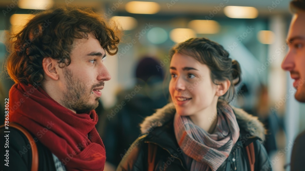 A man and woman are talking to each other, showing animated expressions and engaged in an intense conversation