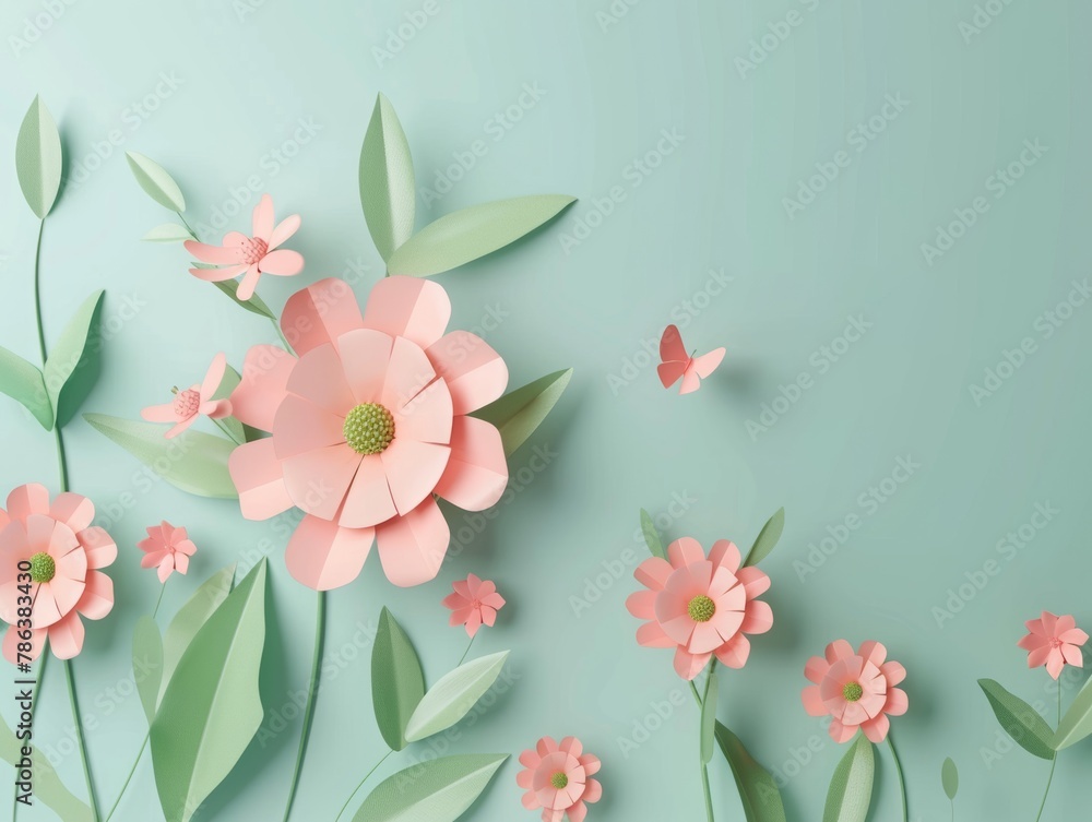 Happy Mother's Day poster background with paper cut flower and text Happy Mother's Day poster background with paper cut flower and text