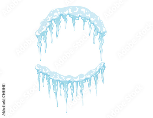 Blue and white Icicles spiked sharp ice vector illustration isolated on white background
