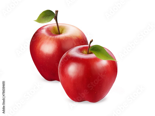 organic natural red and green apple fruit isolated on transparent png background with shadows
