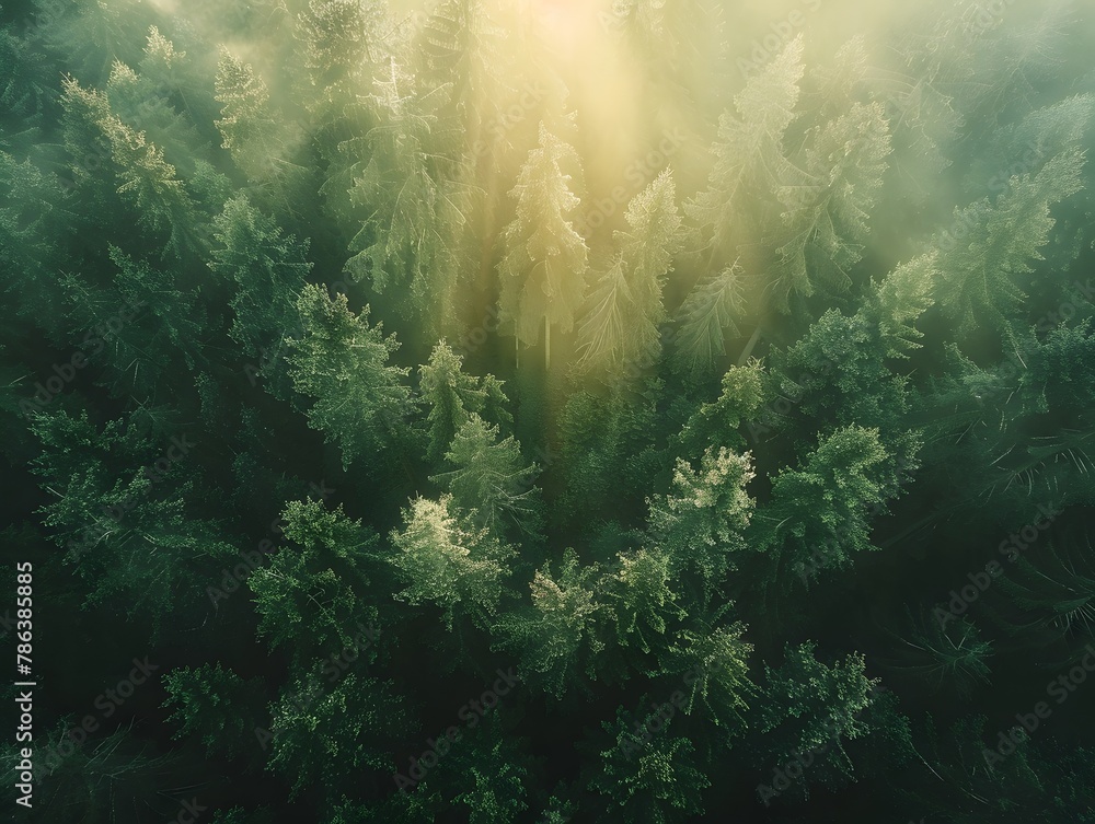 Photo from air of beautiful big forest with beautiful green