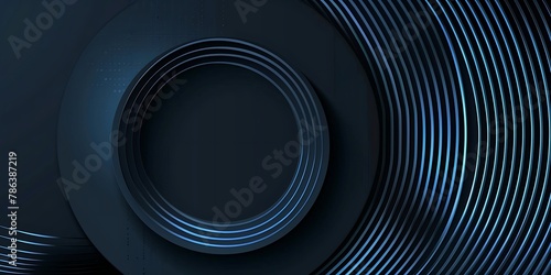 Abstract background with blue lines in the shape of an "O" and stripes on a dark gradient