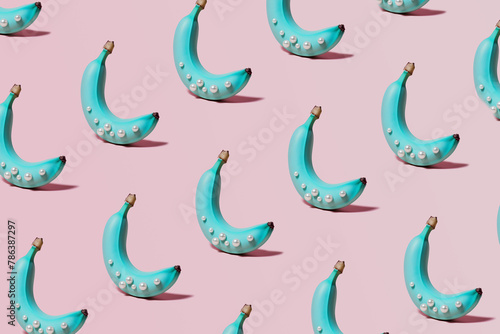 Exotic fruit pattern, exotic, aesthetic blue bananas wallpaper.