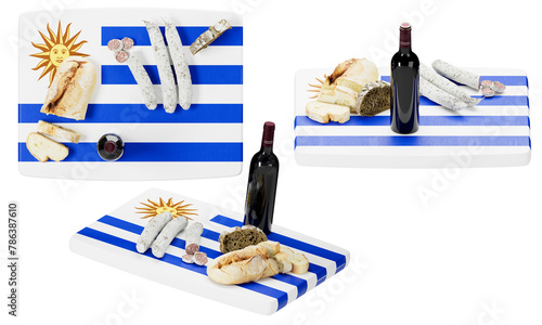Uruguayan Flag Inspired Feast of Fine Wine, Cheeses, and Charcuterie