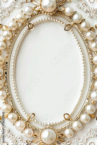 Elegant Pearl and Gold Jewelry Bridal Design Frame