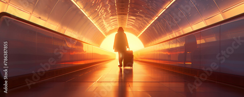 Silhouette of a person in a sunlit tunnel.