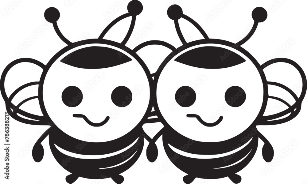 Fototapeta premium cute bee cartoon and heart sign symbol on white background vector illustration