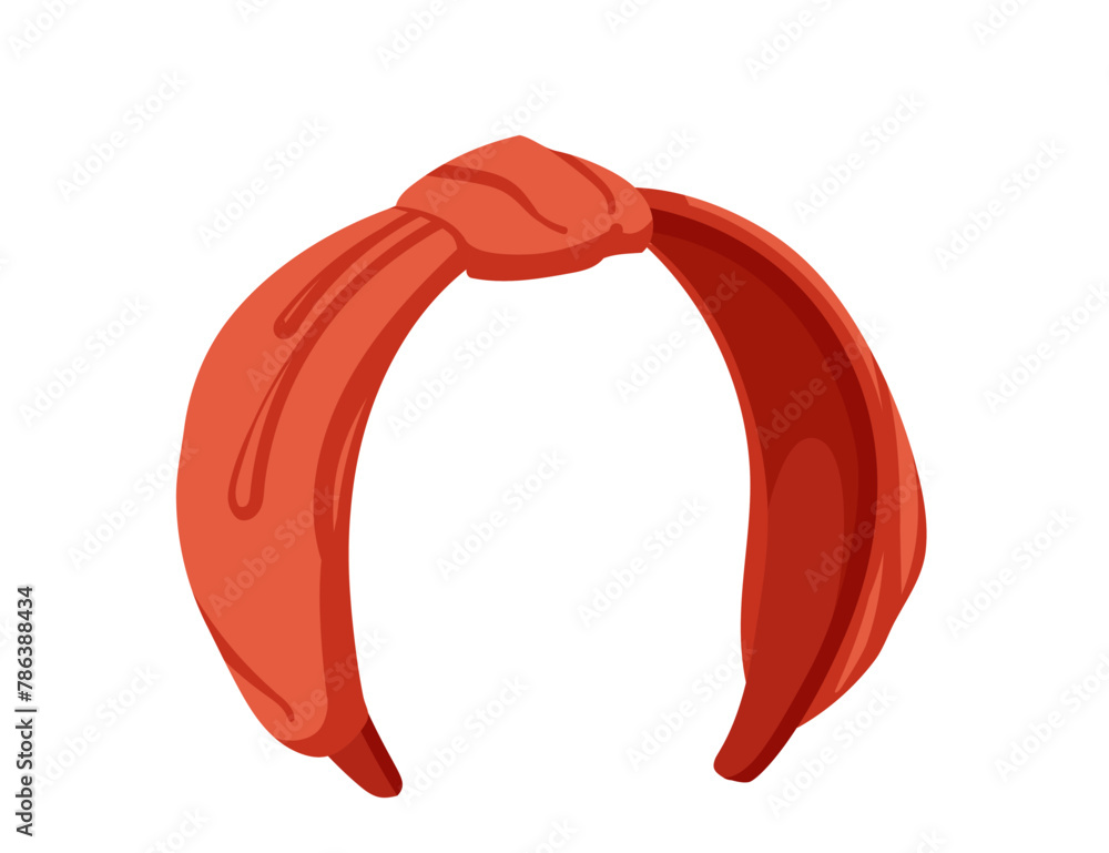 Red color cloth fashionable hairband vector illustration isolated on white background - obrazy, fototapety, plakaty 