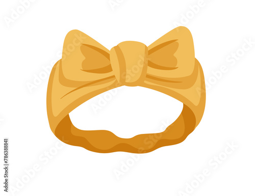 Yellow color cloth fashionable headband with bow vector illustration isolated on white background