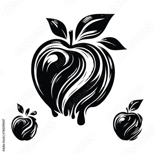 A black and white illustration of a healthy apple art stlye - Stock vector illustration photo