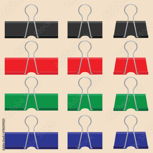 Set of binder clips of various colors