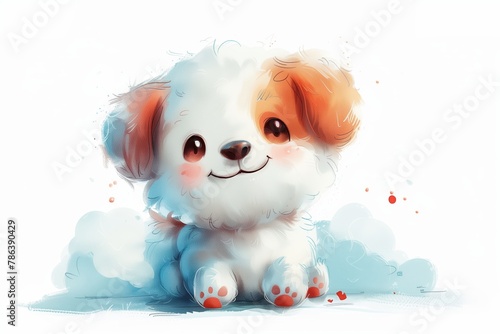 An  illustration of a puppy isolated on a white background 
