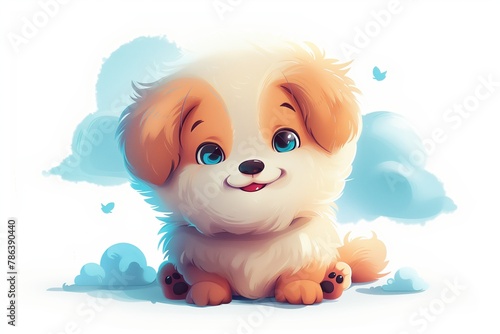 An  illustration of a puppy isolated on a white background 