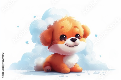 An  illustration of a puppy isolated on a white background 