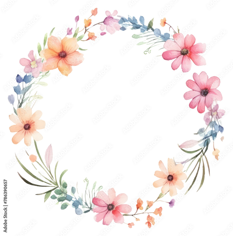 PNG Little flower circle border pattern wreath white background